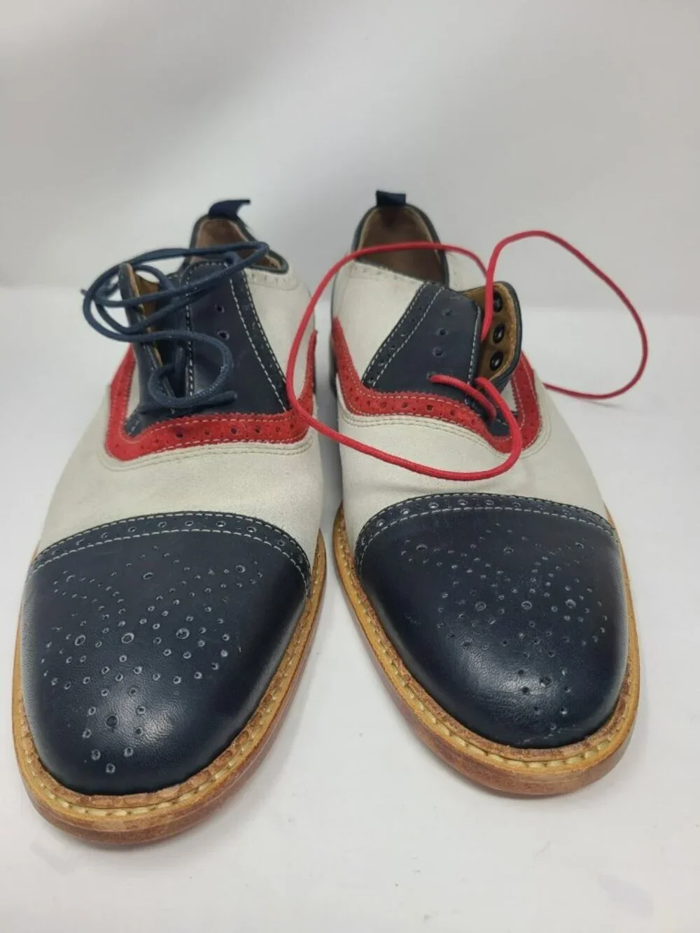 Johnston Murphy Wingtip Oxfords Mens 9M Leather Brogue Dress Shoes Navy...